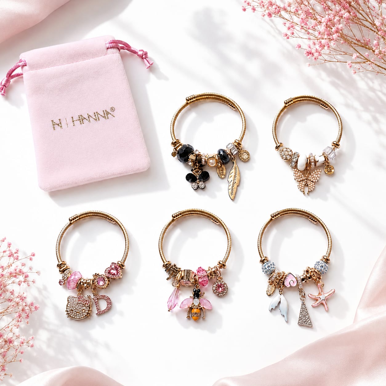 Set de Pulseras Charms con Fundas